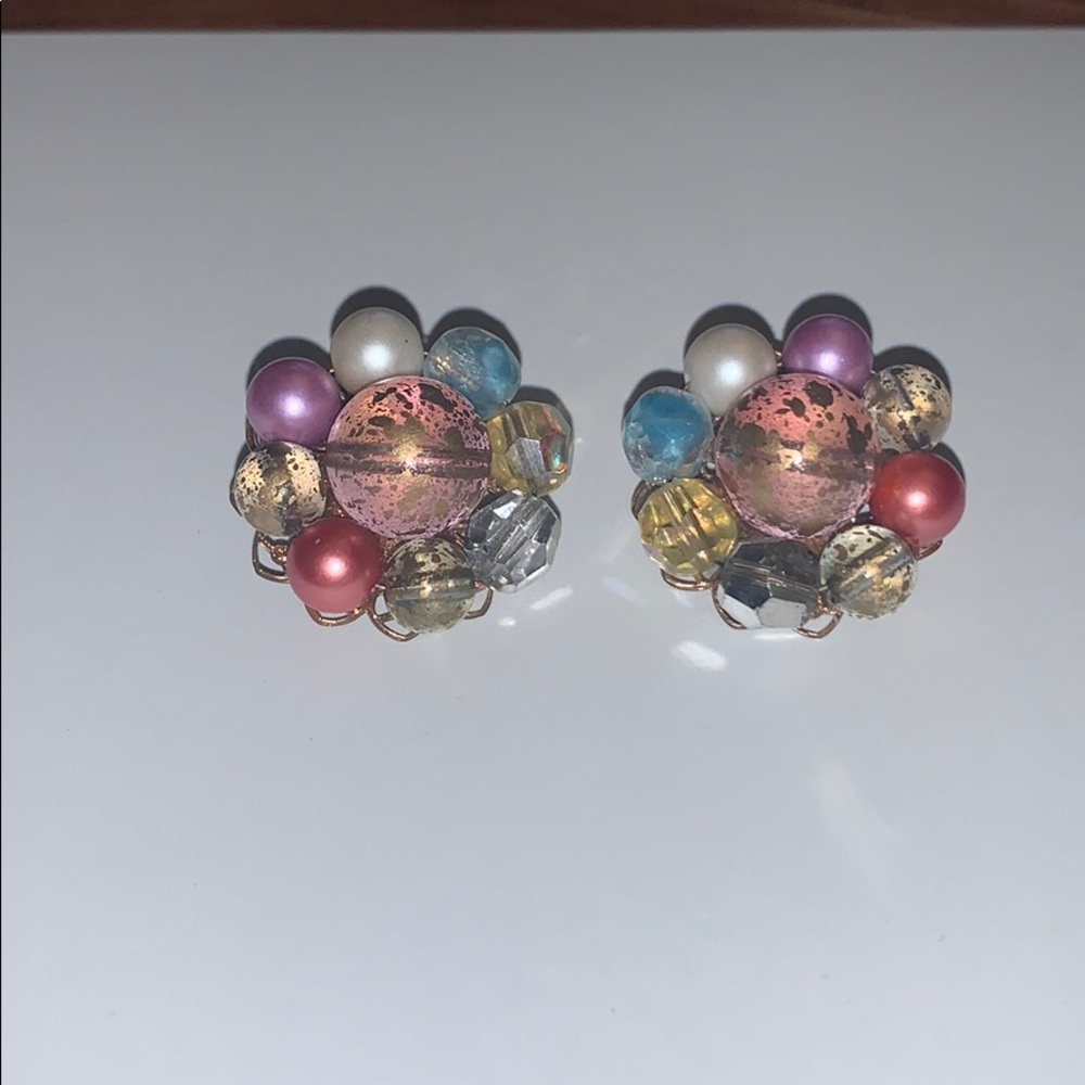 Mid century vintage clip on earrings Art Deco